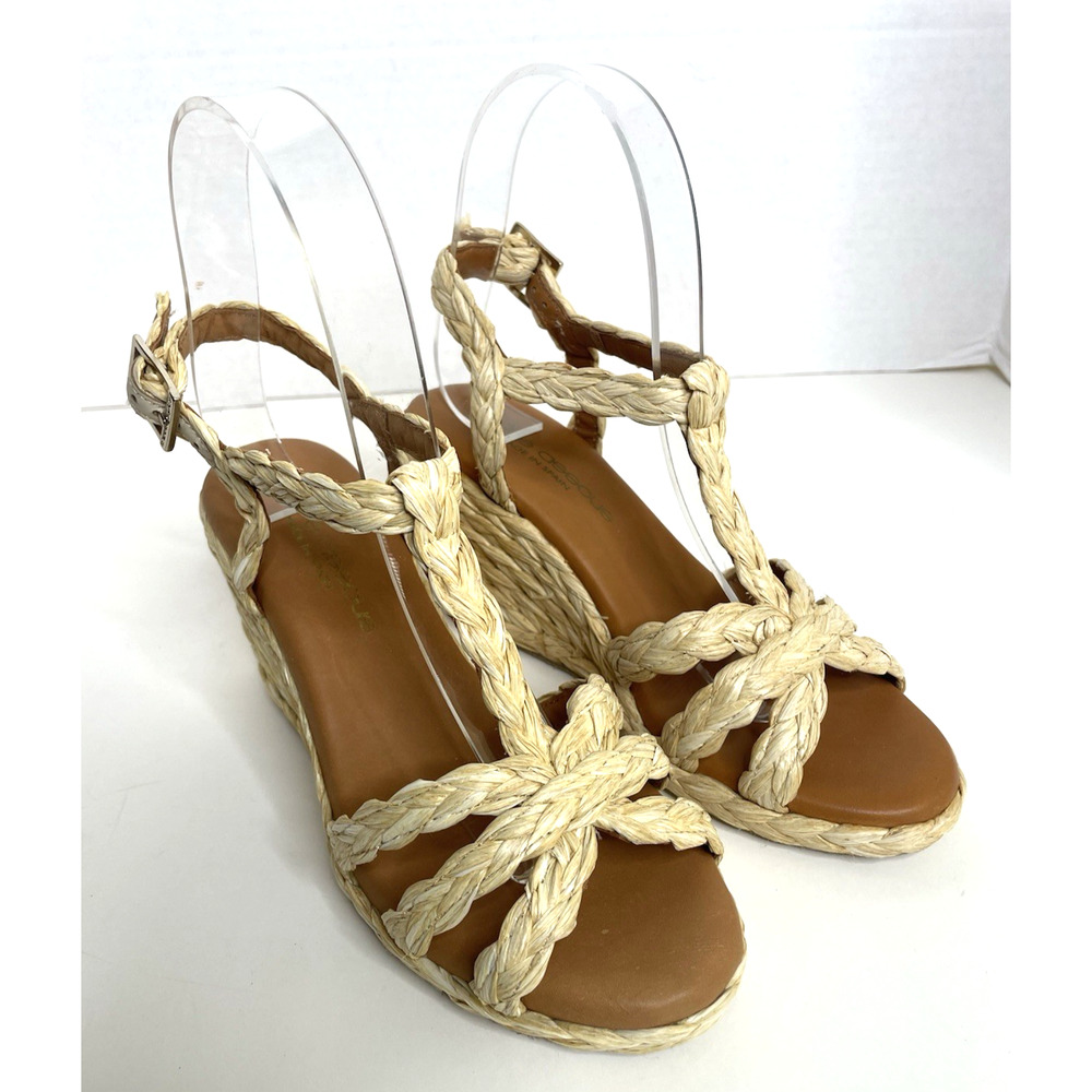 Andre Assous Madina Natural Espadrille Sandal Size 6 US 36 EU Made In Spain